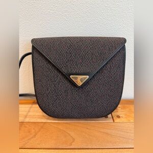 YSL Vintage Envelope Crossbody Bag in Black/Gray/Deep Purple w/Gold Accents